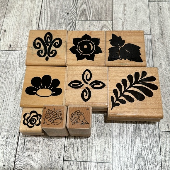JRL design floral wood rubber craft stamps lot of 9 - Picture 1 of 6